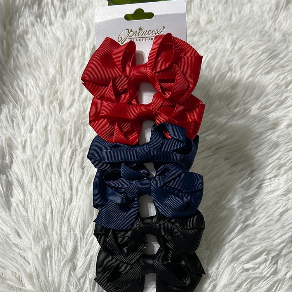 Vibrant Red and Blue Satin Hair Accessories Set